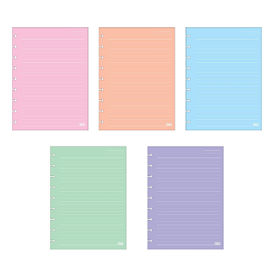 Refil Caderno de Disco Pauta Branco e Folhas Coloridas - 50 Folhas
