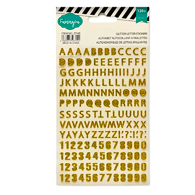 Cartela de Adesivos Alfabeto e Números de Glitter