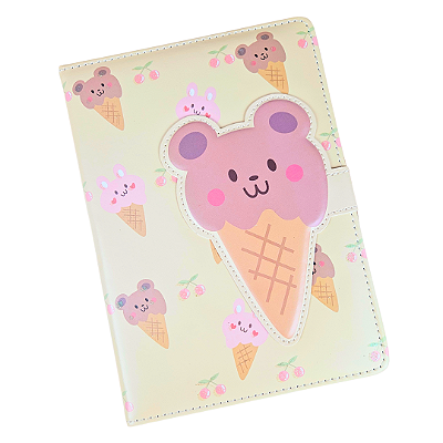 Caderno Pequeno com Folhas Decoradas - Urso