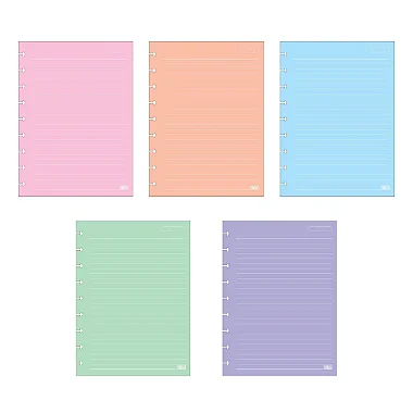 Refil Caderno de Disco Pauta Branco e Folhas Coloridas Colegial - 50 Folhas