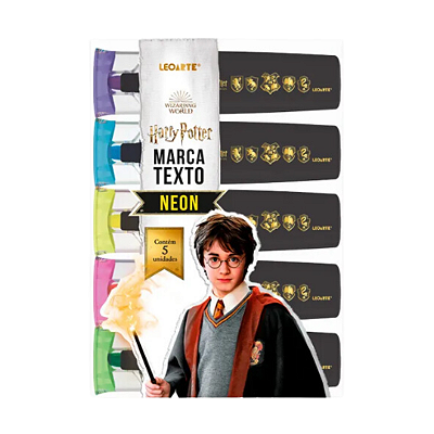 Marca-Texto Neon Harry Potter - 5 Unidades