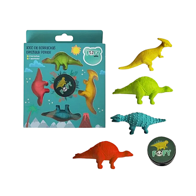 Kit Borrachas + Apontador Dino