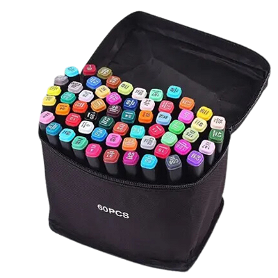 Kit de Canetas Touch Marcador Artístico Ponta Dupla 60 cores