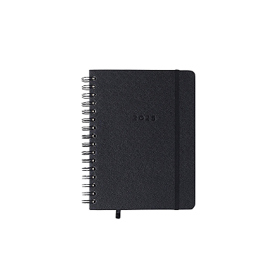 Agenda Planner Wire-o 2025 Clássica Semanal Notas com Divisórias A5 Preta