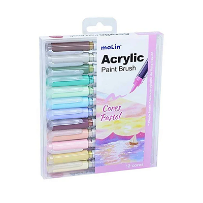 Estojo Marcador Artístico Acrylic Paint Brush - 12 Cores