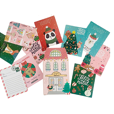 Mini Cartões de Natal Decorado - 10 unidades