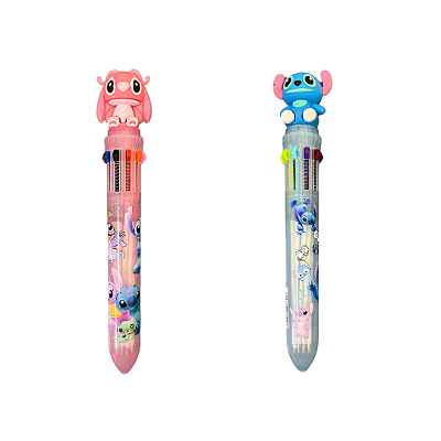 Caneta 10 Cores - Stitch e Angel