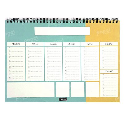 Planner Bloco Semanal Verde e Amarelo
