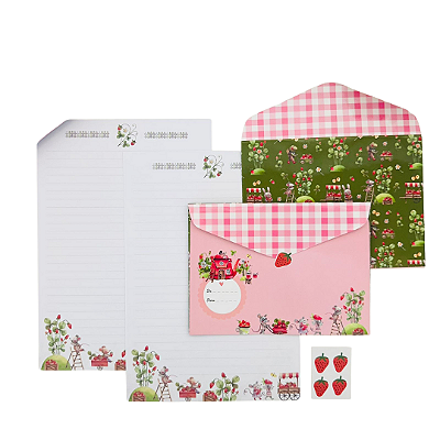 Kit Papéis de Carta com Envelopes Contém 4 Envelopes + 4 Papéis de Carta + Adesivos