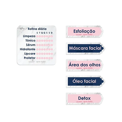 Bloco Adesivo Rotina de Skincare com Aroma Bruna Tavares - Cartela com 6 Blocos 10 Folhas Cada