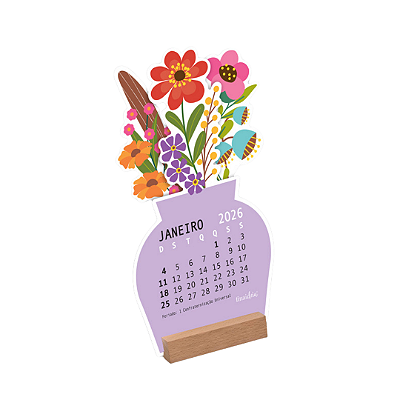 Calendário 2026 Vasinho Flores 10,5x19cm