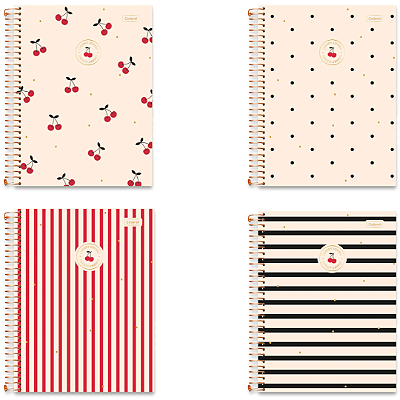 Caderno Universitário Capa Dura Cherry Lovers 80 folhas