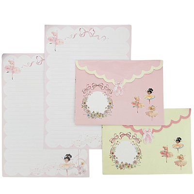 Papel de Carta com Envelope 4 unid. Bailarina