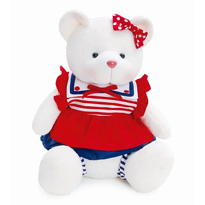 Ursa de Pelúcia G Branca com Vestido Marinheira