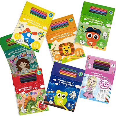 Livro de Pintura do Pequeno Artista com 6 Lápis de Cor