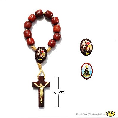 Dezena em madeira de Nossa Senhora Aparecida e São Jorge - A Dúzia - 0981
