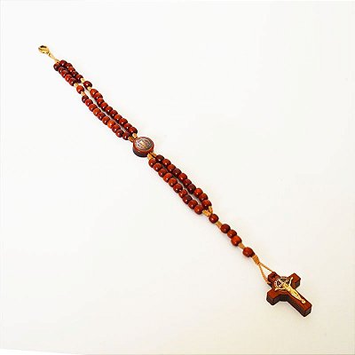 Pulseira terço de São Bento com fecho mosquetão - Pacote com 6 Peças - Cód.: 7371