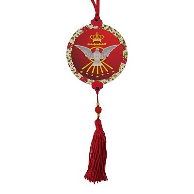 Enfeite Medalhão de parede em MDF com oração do Divino Espírito Santo - Pacote com 3 peças - Cód.: 043