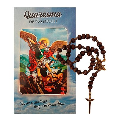 Terço Espada de São Miguel Arcanjo com Folheto de Oração - O Pacote com 6 Peças - Cód.: 4753