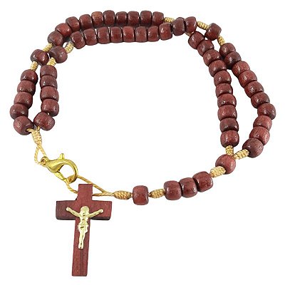 Pulseira Terço cor Pau-Brasil  - Pacote com 6 Peças  - Cód.: 6497