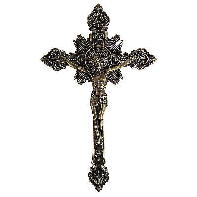 Cruz em Metal - Cor Ouro Velho - 23 cm - A Peça - Cód.: 454