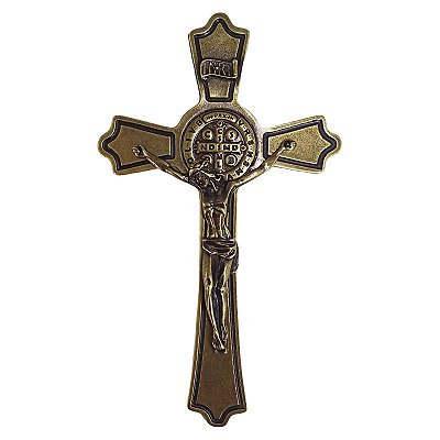 Cruz em Metal - Cor Ouro Velho - 16 cm - A Peça - Cód.:  873