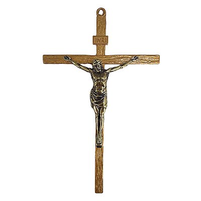 Crucifixo em Metal - Cor Dourado - 24 cm - A Peça - Cód.:  4345