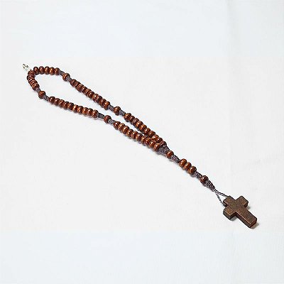 Terço pulseira em madeira marrom com cruz - A Dúzia - Cód.: 9030
