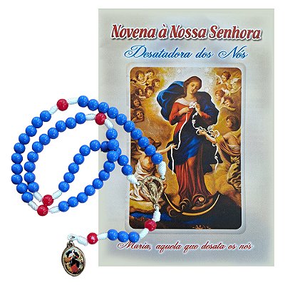 Terço de Nossa Senhora Desatadora de Nós com folheto de oração - Pacote com 6 peças - 5151