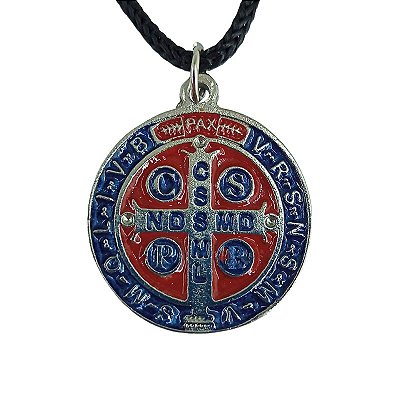 Cordão Medalha de São Bento em Metal - Prateada - A Dúzia - Cód.: 6854