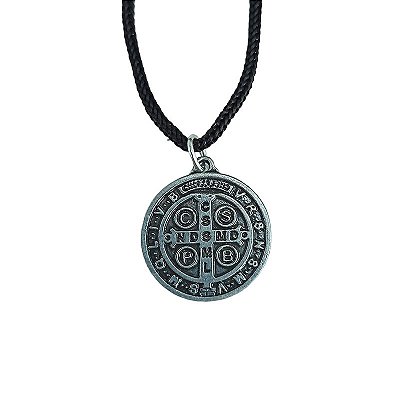 Cordão com Medalha de São Bento Cor Metal Envelhecido - A Dúzia - Cód.: 7871