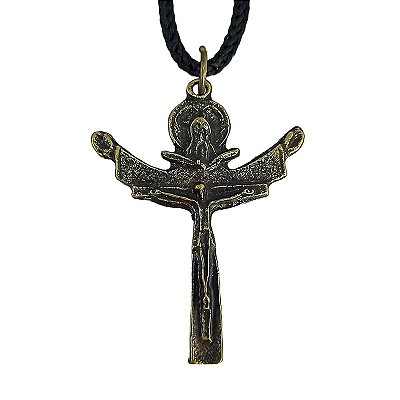 Cordão com Crucifixo da Santíssima Trindade Cor Ouro Velho - A duzia - Cód.: 6852