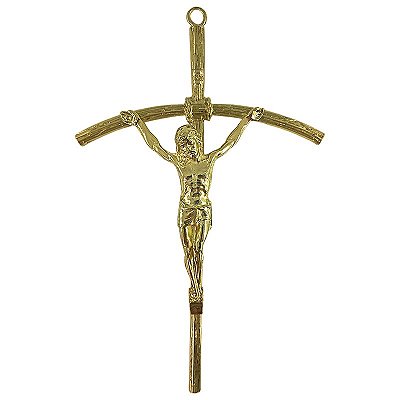 Cruz de Parede em Metal - Cor Dourada - 23 cm - A Peça - Cód.: 7989