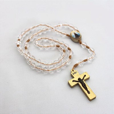 Terço Acrílico Entremeio Oval - Nossa Senhora Aparecida e Coração de Jesus - O Pacote com 6 Peças - Cód.: 2120