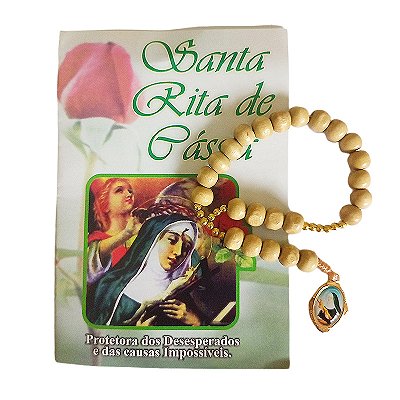 Terço de Santa Rita com Folheto de Oração - O Pacote com 6 Peças - Cód.: 2193