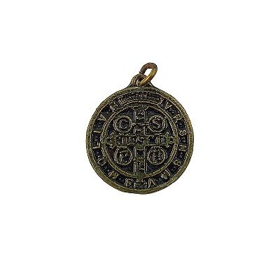 Medalha de São Bento em Metal - Cor "Ouro Velho" - A Dúzia - Cód.: 7871