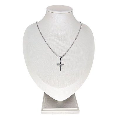Colar com Crucifixo em Aço Inox na Caixa - O Pacote com 3 Peças - Cód.: 212