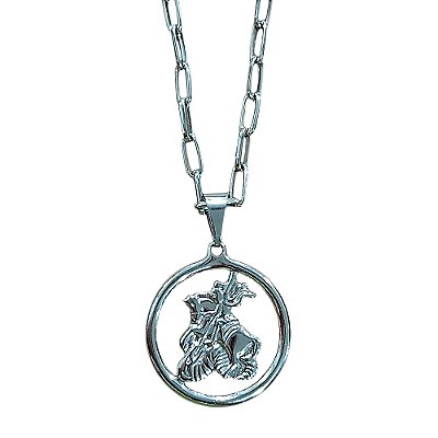 Colar em Aço Inox e Medalha de São Jorge - A Peça - Cód.: 851-3741