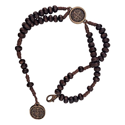 Terço Pulseira em Madeira de São Bento - A Dúzia - Cód.: 0988