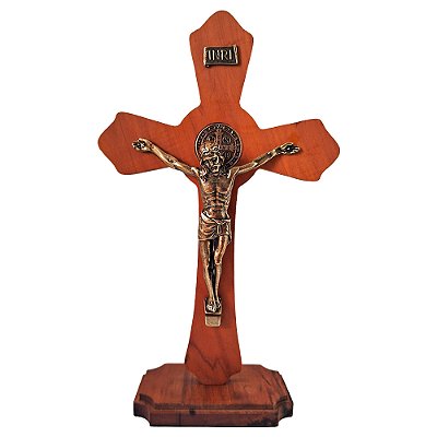 Cruz de São Bento de Mesa e Parede em Madeira - 33cm - A Peça - Cód.: 5969