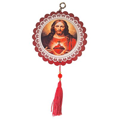 Enfeite de Parede Mandala em MDF - Sagrado Coração de Jesus - Pacote com 3 Peças - Cód.: 5237