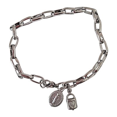 Pulseira em Aço Inox da Consagração à Nossa Senhora das Graças - Pacote com 6 Peças - Cód.: 8120