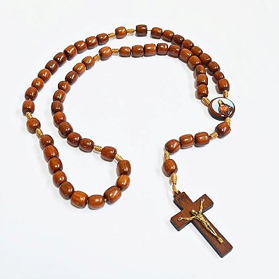 Terço contas 11mm Entremeio Resinado de Nossa Senhora Aparecida e Sagrado Coração de Jesus - Pacote com 3 Peças - Cód.: 9036