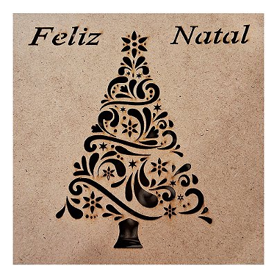 Caixa em MDF Vazada Feliz Natal - Modelo Árvore - A Peça - Cód.: XXXX