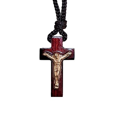 Crucifixo em Madeira Pau Brasil com Cristo - 3,2 cm - A Dúzia - Cod.: 0409