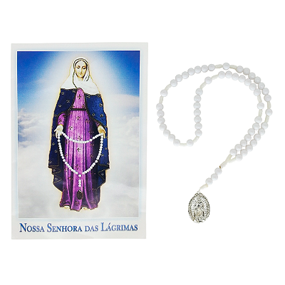 Terço de Nossa Senhora das Lágrimas com Folheto de Oração - O Pacote com 6 Peças - Cód.: 1965