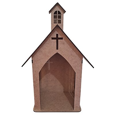 Oratório Capela Gótica em MDF Crú - Grande - 37 cm - A Peça - Cód.: 8836