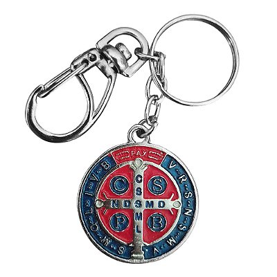 Chaveiro de São Bento com Mosquetão - Em Metal - Pacote com 3 peças - Cód.: 9053