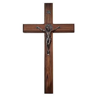 Cruz de Parede em Madeira co Medalha de São Bento - 37 cm - A Peça - Cód.: 8697
