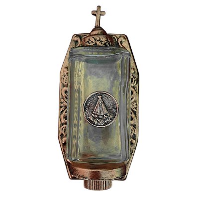 Pia Porta Água Benta de Parede de Nossa Senhora Aparecida - Cor "Ouro Velho" - A Peça - Cód.: 4481